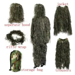 3D Universal Camouflage Suits Woodland Clothes Adjustable Size Ghillie Suit For Hunting Army Military Tactical Sniper Set Kits