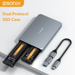 Obudowa Idsonix NVME SSD Zakład Dual Protocol 2Bay M.2 NVME NGFF SATA SSD Obsługa obudowy B M KLUCZ DLA LAPTOP PC PC