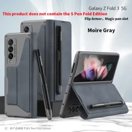 Kort slot flip plånbok läderfodral för samsung galaxy z fold 5 4 3 fodral med avtagbar s penna slothållare omslag för z fold4 fold5