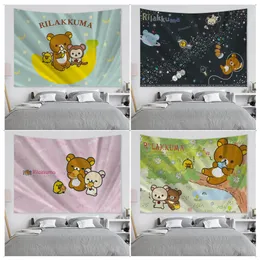 Kawaii Rilakkuma Hanging Bohemian Tapestry Hanging Tarot Hippie Wall Rugs Tapestry اليابانية