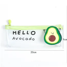 BASSA PACCIO TRASPARETTO AVOCADO CUTTO PAPELARIA PVC Custodia a matita di cartoleria kawaii materiale a matita materiale sfuggente