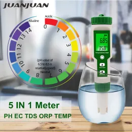 5 In 1 Digital PH Meter TDS ORP EC Temperature Tester Conductivity Water Filter Purity Pen With Backlight