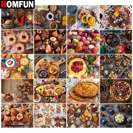 HOMFUN 5D DIY Diamond Embroidery Full Display "Dessert Pizza Coffee" Diamond Painting Square/Round Rhinestones Decor Art