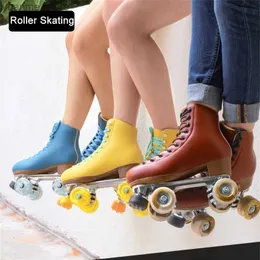 Patins em linha patins de luxo super fibra de couro roller patins Sapatos de alumínio de alumínio Elasticidade alta roda PU roda indoor Street Skat Y240419 ZT9Q