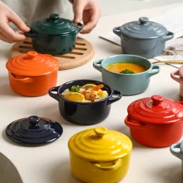 Waterproof Stew Pot Ceramic Soup Pot with Lid Binaural Stew Pot Household Children's Bird's Nest Steamed Egg Special Stew Bowl