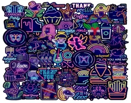 50pcs مختلط ملصقات كاريكاتورية خفيفة النيون DIY الجليد على الجليد المحمول الغيتار الغيتار Cool Graffiti الملصقات المقاومة للماء 2981481