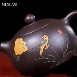 Yixing Tea pote de argila roxa xishi bule de chá autêntico wearware minério de beleza chaleira artesanal presentes personalizados 188 filtro de buraco de bola 170ml