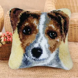 Knooppakket Smyrna Klink Haak Kleed Bloemen Cat and Dog Latch Hook Pillow Cross Stitch Pillows Brodery Packages Pillow DIY