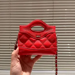 Kadın Clafskin Tasarımcı Klazik Kapitone Mini 31 Debriyaj Lipsctick Vanity Torbalar Altın Metal Donanım Matelasse Zincir Crossbody Omuz Bel Göğüs Çantası 12cm 7 Molors