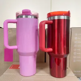 USPS Ship Starbks Winter Pink and Red 40oz Tumbler med logotyprese isolerad kopp med silikonlock och halm elektrisk rosa neonorange grön gul tillgänglig