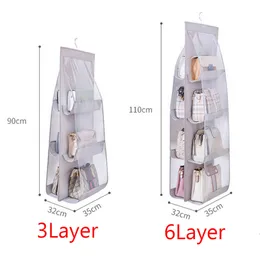 Новые 6/8 карманов висящих шкаф Организатор Хранение Анти-пыстовая крышка прозрачная складная сумочка мешки для хранения сумочек