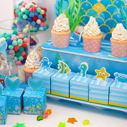 Mermaid Party Cake Topper Geburtstag Meerjungfrau Favor Boxen Glitzer Herzstück Papierbecher Meerjungfrau Party Lieferungen maßgeschneidert