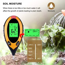 New 4 in 1 Soil PH Tester Moisture/Temp/Soil Testers PH Light Moisture Acidity Tester Plant Moisture Meter Measure Instrument