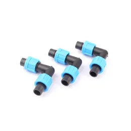 5PCS 16mm Thread Lock 90 Degree Elbow Pipe Hose Connector Drip Tape for Greenhouse Garden Micro Drip Irrigation