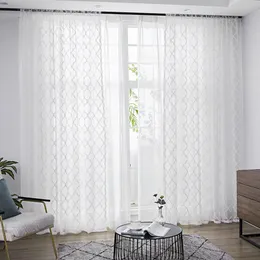 Cortinas de tule de renda branca moderna para a sala de estar da sala de estar na janela europeia cortina para o café