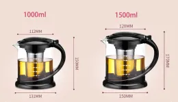 Large capacity thick glass bubble teapot,borosilicate glass Pot Flower Tea Set Puer Kettle Coffee Teapot Convenient With Infuser