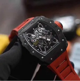 럭셔리 디자이너 시계 기계식 시계 Johnson Ultra-Then 대형 다이얼 배럴 모양 스포츠 탄소 섬유 남성 웜홀 개념 글로우 자동 손목 시계
