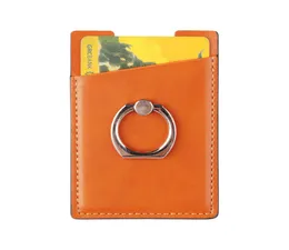 PU Leather Cell Phone Wallet Pocket Pouch Card Holder With 360 Ring Stand for Mobile Devices Adhesive Sticker Back With Retail Pac1315051