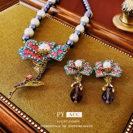 Mittelalterlicher Vintage Diamant verschönerte Blütenperlenkette, personalisierte leichte, modische Schlüsselbeinkette, Hofstil Heavy Work Halskette Dekoration