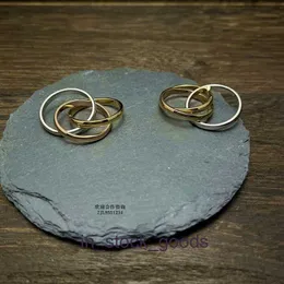 여성용 Top End Designer Rings Three Ring Three Color Ring Steel 18K Smooth Rose Mens 및 Womens Ring Fashion Couple Ring Original 1 : 1 로고