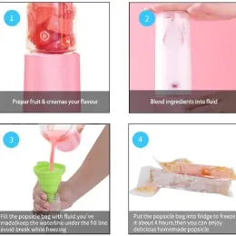 100/200pcs DIY -Eis am Stiel Taschen PE Food Grade Ice Pop Bags Joghurt Ice Candy Otter Pops Freeze Pops Einwegbeutel mit Trichter