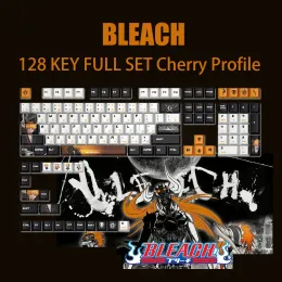 Acessórios 128 keys kurosaki ichigo anime keycap pbt perfil de cereja para 61 68 75 104 108 teclado mecânico