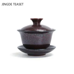 Yixing Kiln Change Ceramic Gaiwan Teacup Handmade Tea Tureen Bowl Japanese Luxury Retro Home Tea Set Accessories Drinkware