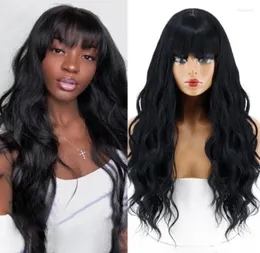 Synthetic Wigs Long Wig Black Wave With Bangs Heatresistant Fiber Hair Cosplay Female Kend223218973