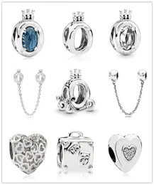 Spedizione gratuita MOQ 20pcs Silver White Blue Crown Crown Heart Charm Fit Bracciale Originale Bracciale Bracciale fai da te per le donne J0042751236