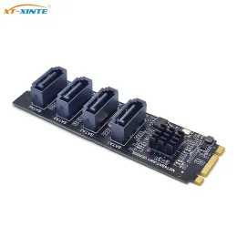 Karten M.2 Keym/B PCIe PCIe 3.0 bis 4/6 Port SATA 3.0 Adapterkarte Riser ASM1064 6 Gbit/s für M2 NVME 2280 SSD -Erweiterungskarte PC Computer