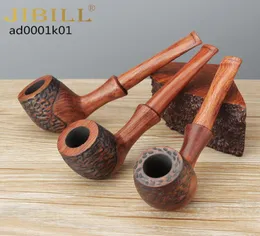 MUXIANG Rosewood Tobacco Pipe Smoking Pipes Straight Saddle Stem Handcarved Smooth Finish 9mm Filter ad00013229019