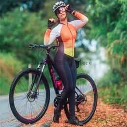 Pantaloni da tuta per camicia femminile e maniche lunghe scimmia per biciclette cicliste bici set ciclistico da donna