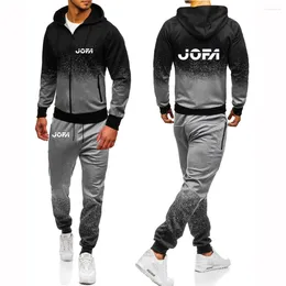 Herrspårar 2024 Tryck Jofa Hockeyer Spring och Autumn Zipper Hoodies Coats Sweatpant Harajuku Sports Gradient Color Suits