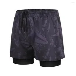 Calça de banho de banho masculina calça de natação ajustável calças de dupla camada seca rápida nadar com um ajuste elástico esbelto para água