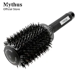 ヘアブラシMythus est ceramic Round Brush暑いイノシシの毛のスタイリングカーリングコームイオン2211106502763