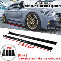 8pcs 2.2m امتدادات Side Universal Side Skirt Skirts Side Car Lip Winglet Splitters Lip لـ BMW لـ Benz for Audi for VW for Honda