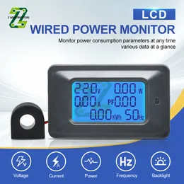 شاشة LCD الرقمية Voltmeter Ammeter Wattmeter Meter AC 110-250V 20A/100A اختبار الطاقة الحالي للطاقة الجهد