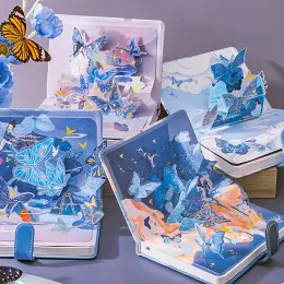 Defterler Çin tarzı manyetik not defteri öğrenci not defteri 3D başlık sayfası kawaii güzel kelebek el kitabı dergileri