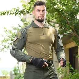 Mens Military Combat Shirt Army Soffair långärmad taktisk jakttröjor utomhus vandring multicam skjortor avslappnade pullover toppar