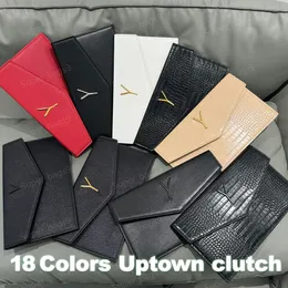10A Designer bag uptown clutch bag handbag wallet women crocodile metal letters caviar genuine leather coin purses billfold flap magnetic closure pouch bag with box