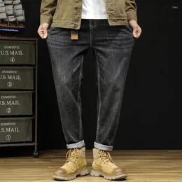 Jeans masculinos outono e inverno plus size 8xl7xl6xl5xl alongamento retro de ponta de alta ponta ligeiramente largo pequena perna solta solta