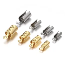 30pcs aço inoxidável cabos de corrente Cords de crimpagem tampas finais para jóias fabricando componentes de bracelete de bracelete prensa 240408