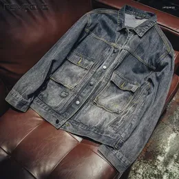 Jackets masculinos jeans de bolso vintage embelezado revestimentos