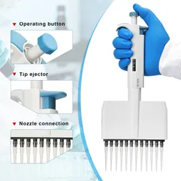 12 canais Pipettor Mechanical Ajuste Volume Pipete Laboratório Autoclavável Micropipette Toppette