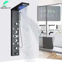 LED LED FLAW DANDER Fall Fall Fall Digital Discloy Shower Faucet Set Spa Massage Jet Bathroom Columer Mixer Tap Tower System