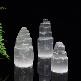 90-200G Natural Selenite Gypsum Lamp Natural Reiki Gypsum Tower Crystal Ore Orents Decor Craft Home Gifts Decoração Mineral