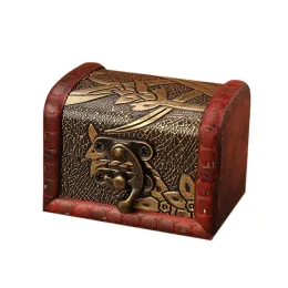 1pcs Jewelry Box Vintage Wood Comemade Box с мини -металлическим замком для хранения ювелирных изделий Treasure Pearl