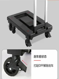 150KGS Heavy Load Total Folding Extendable Transport Platform Dolly Trolley Hand Cart Truck with Brake and Aluminium Chassis