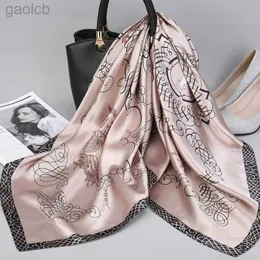 Schals Mode -Kerchief Seidensatin Halsschal für Frauen drucken Hijab -Schals weiblich 90*90 cm Quadratschals und Wickel Schals für Lady 2022 240410