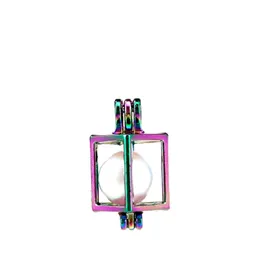 10PCS Simple Charm Cube Pearl Cage Locket Aromatherapy Diffuser Pendant Accessory For Gift Necklace Keychain Jewelry Making
